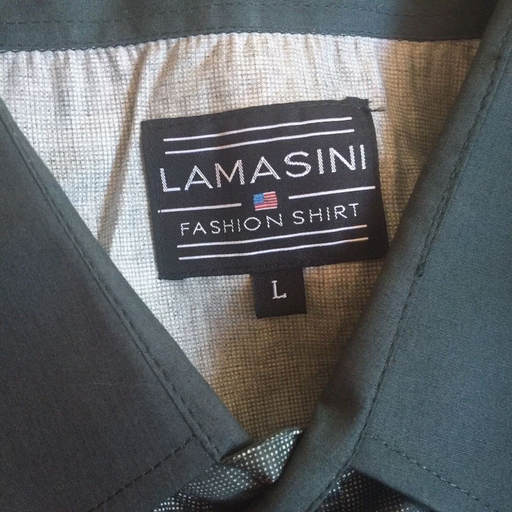 Lamasini Mens Plaid Long Sleeve Button Down Fashion Shirt Dark Green - Picture 2 of 8